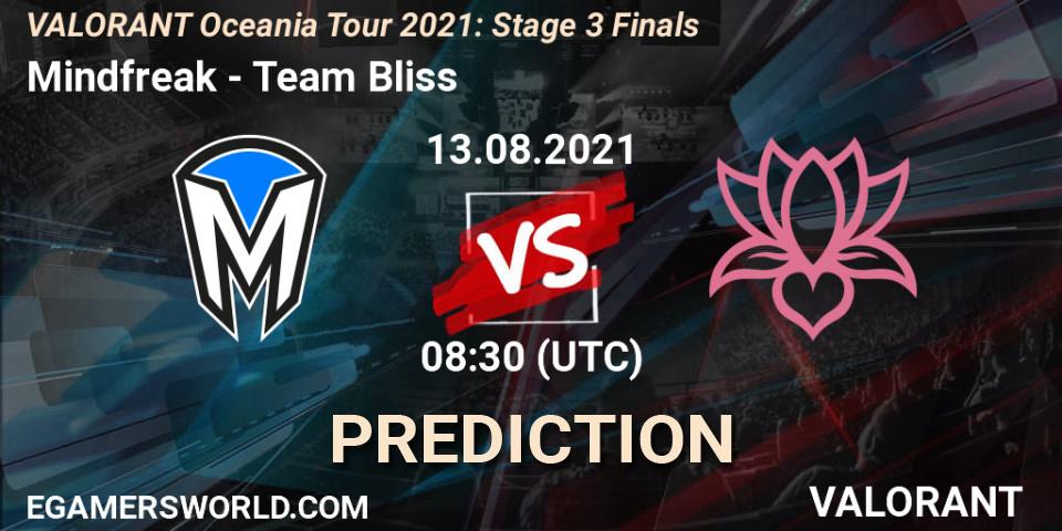 Mindfreak - Team Bliss: ennuste. 13.08.2021 at 08:30, VALORANT, VALORANT Oceania Tour 2021: Stage 3 Finals