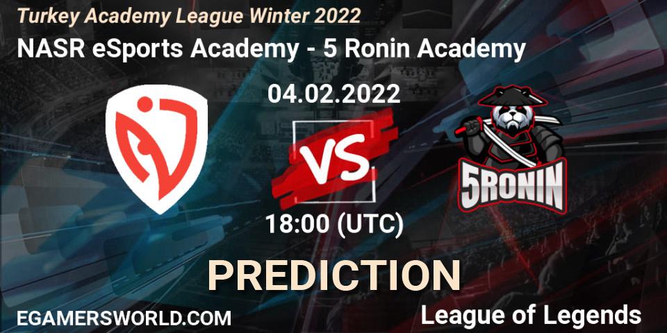 NASR eSports Academy - 5 Ronin Academy: ennuste. 04.02.2022 at 18:00, LoL, Turkey Academy League Winter 2022