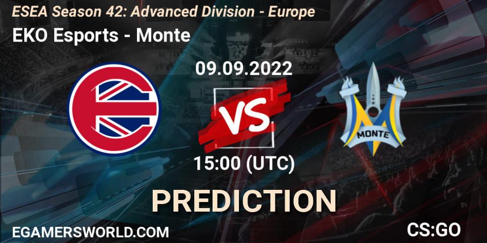 EKO Esports - Monte: ennuste. 09.09.2022 at 15:00, Counter-Strike (CS2), ESEA Season 42: Advanced Division - Europe