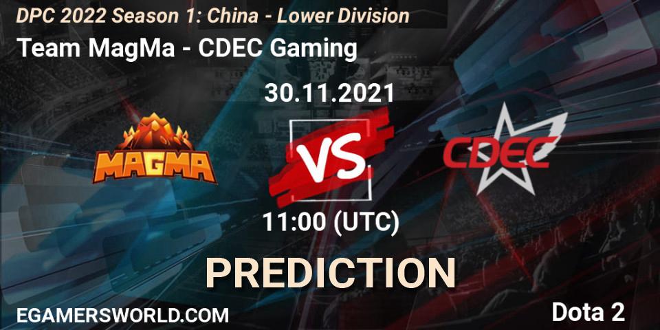 Team MagMa - CDEC Gaming: ennuste. 30.11.2021 at 11:45, Dota 2, DPC 2022 Season 1: China - Lower Division