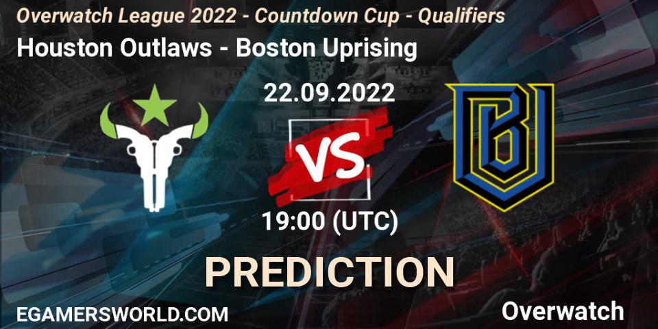 Houston Outlaws - Boston Uprising: ennuste. 22.09.22, Overwatch, Overwatch League 2022 - Countdown Cup - Qualifiers