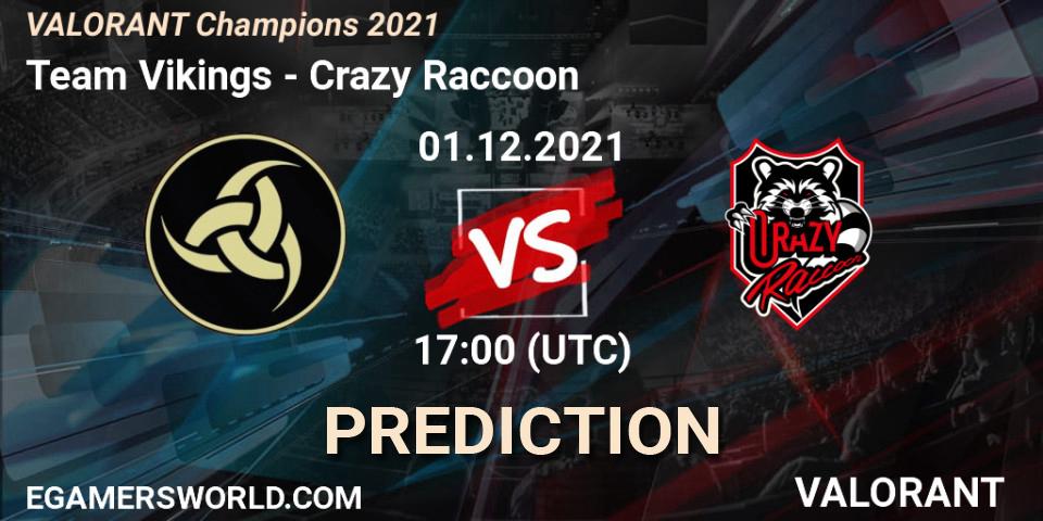 Team Vikings - Crazy Raccoon: ennuste. 01.12.2021 at 17:00, VALORANT, VALORANT Champions 2021