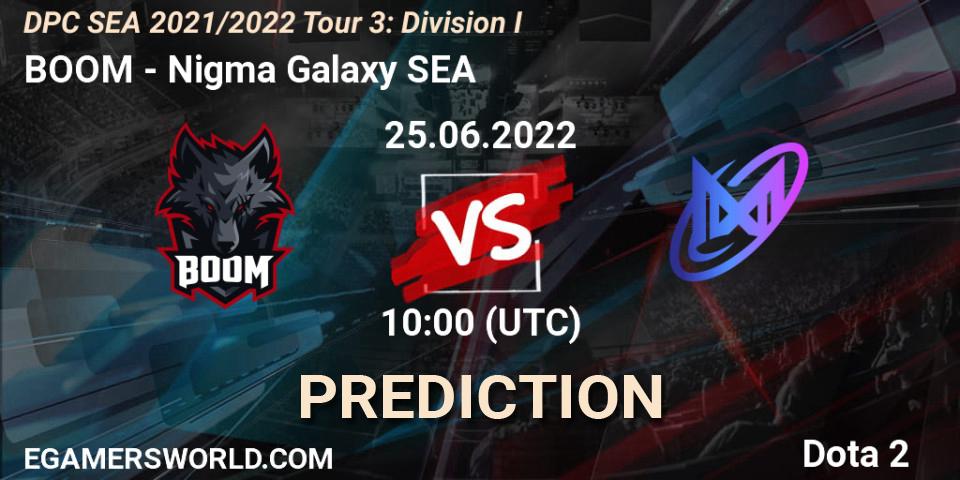 BOOM - Nigma Galaxy SEA: ennuste. 25.06.2022 at 10:00, Dota 2, DPC SEA 2021/2022 Tour 3: Division I