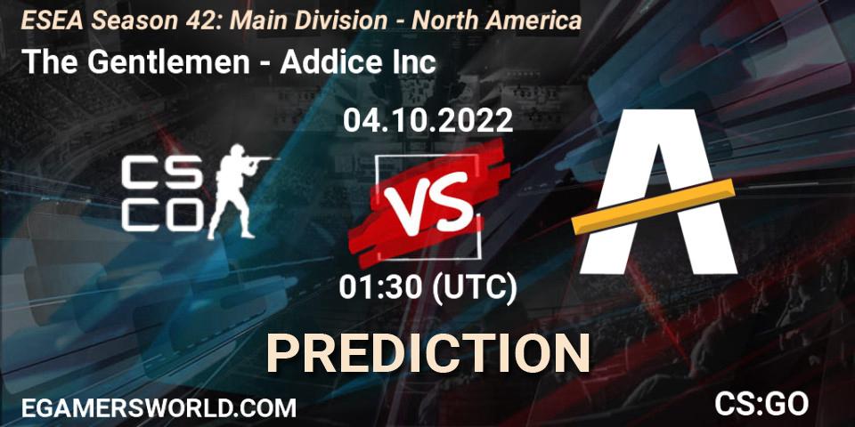 The Gentlemen - Addice Inc: ennuste. 04.10.2022 at 01:30, Counter-Strike (CS2), ESEA Season 42: Main Division - North America