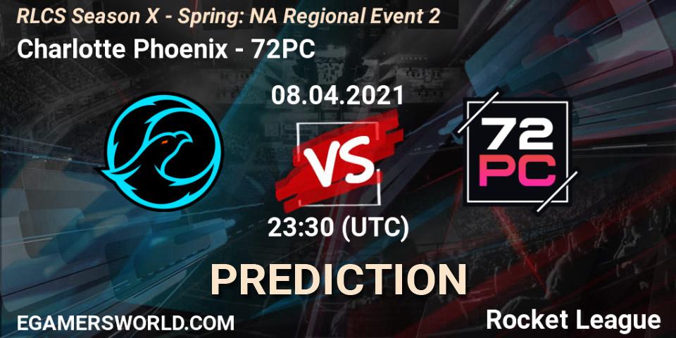 Charlotte Phoenix - 72PC: ennuste. 08.04.2021 at 23:30, Rocket League, RLCS Season X - Spring: NA Regional Event 2