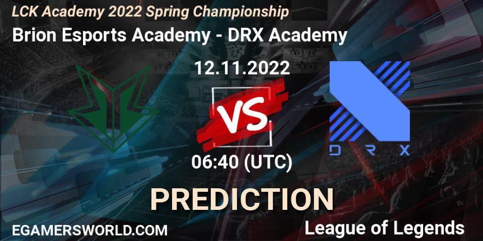 Brion Esports Academy - DRX Academy: ennuste. 12.11.2022 at 06:40, LoL, LCK Academy 2022 Spring Championship