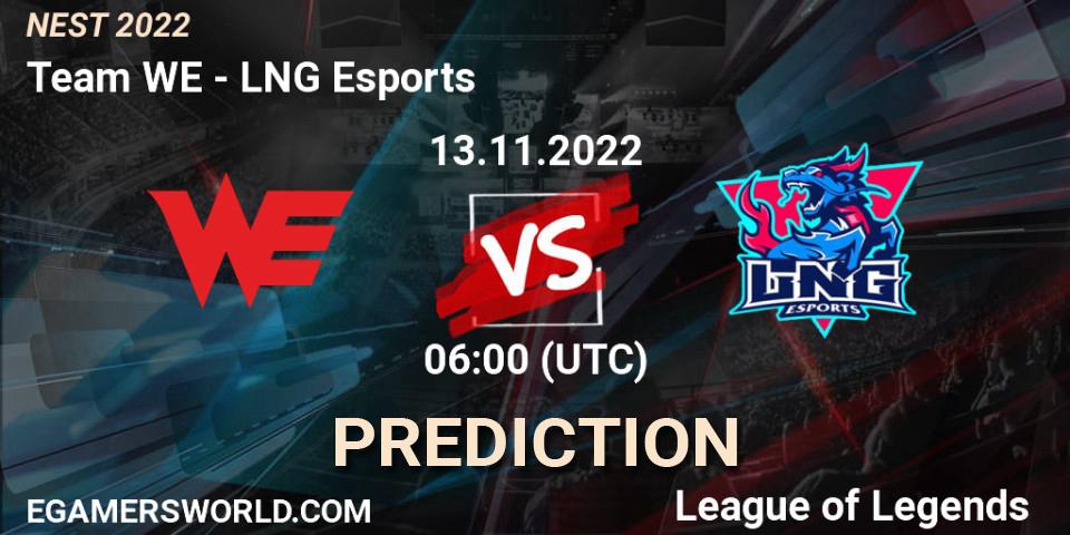 Team WE - LNG Esports: ennuste. 13.11.2022 at 06:00, LoL, NEST 2022
