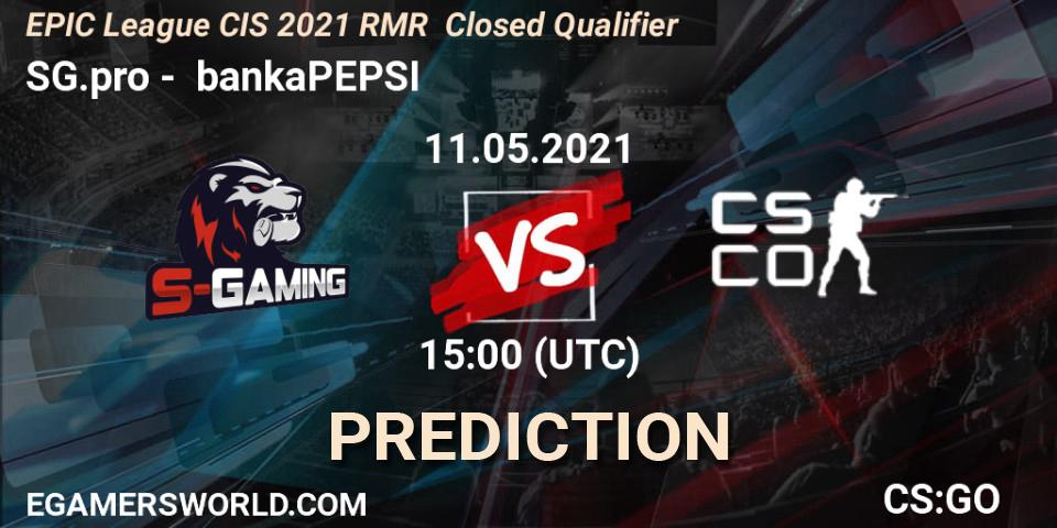 SG.pro - bankaPEPSI: ennuste. 11.05.2021 at 14:00, Counter-Strike (CS2), EPIC League CIS 2021 RMR Closed Qualifier