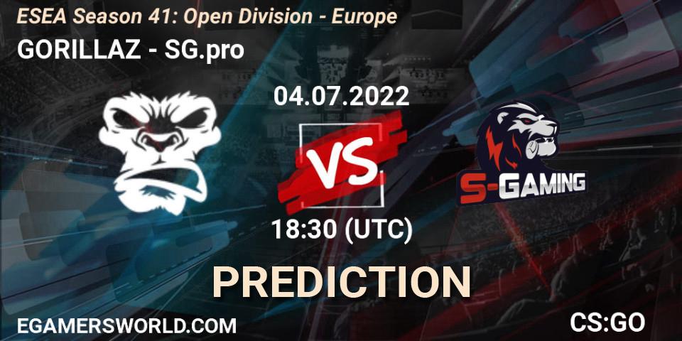 GORILLAZ - SG.pro: ennuste. 04.07.2022 at 18:30, Counter-Strike (CS2), ESEA Season 41: Open Division - Europe