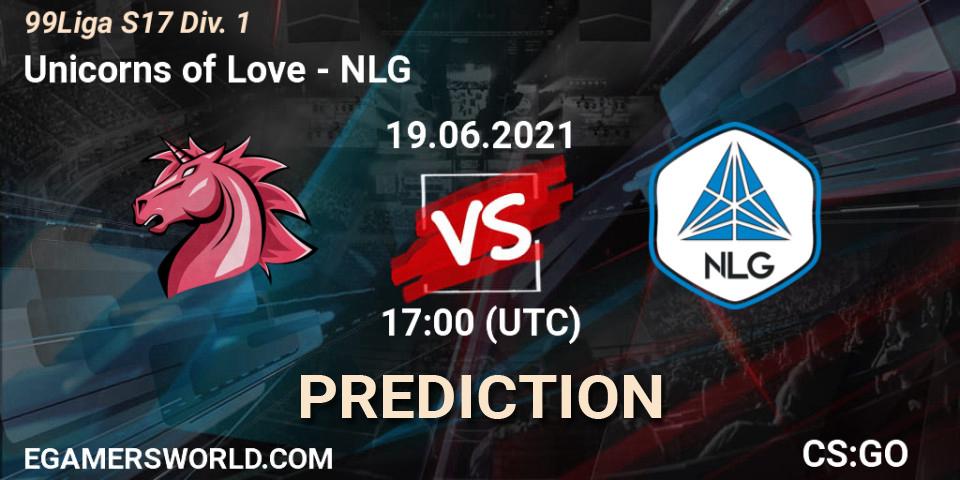 Unicorns of Love - NLG: ennuste. 19.06.2021 at 17:00, Counter-Strike (CS2), 99Liga S17 Div. 1
