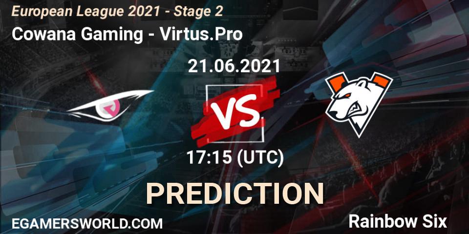 Cowana Gaming - Virtus.Pro: ennuste. 21.06.2021 at 17:15, Rainbow Six, European League 2021 - Stage 2