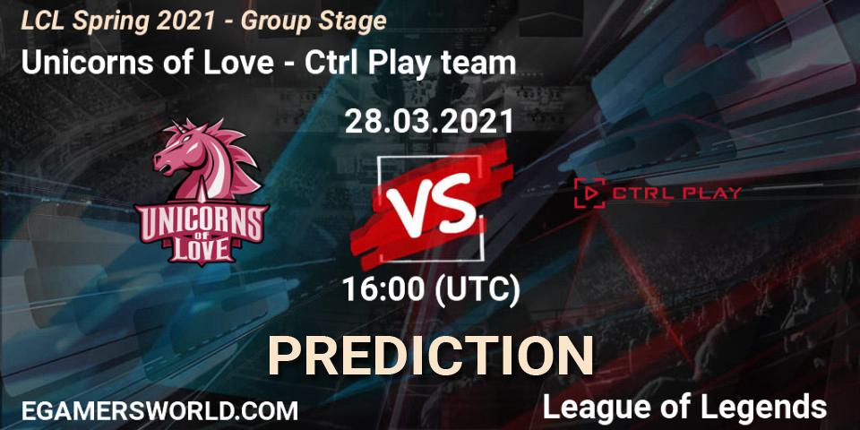 Unicorns of Love - Ctrl Play team: ennuste. 28.03.2021 at 16:00, LoL, LCL Spring 2021 - Group Stage