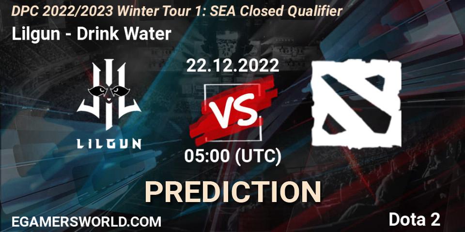 Lilgun - Drink Water: ennuste. 22.12.2022 at 05:01, Dota 2, DPC 2022/2023 Winter Tour 1: SEA Closed Qualifier