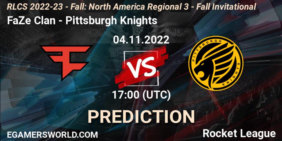 FaZe Clan - Pittsburgh Knights: ennuste. 04.11.2022 at 17:00, Rocket League, RLCS 2022-23 - Fall: North America Regional 3 - Fall Invitational