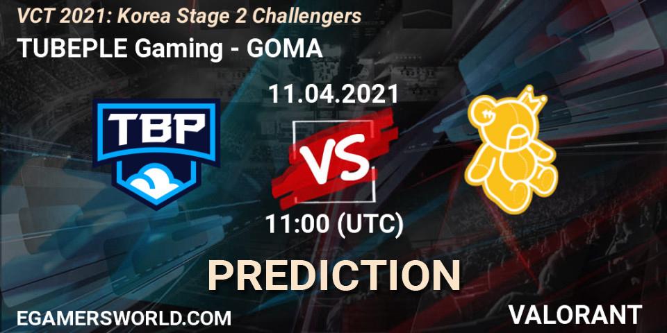 TUBEPLE Gaming - GOMA: ennuste. 11.04.2021 at 11:00, VALORANT, VCT 2021: Korea Stage 2 Challengers