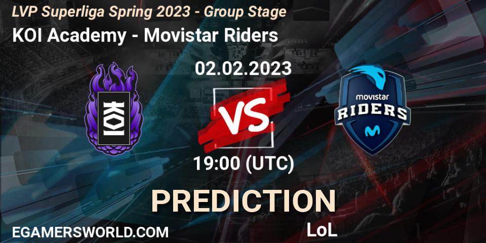 KOI Academy - Movistar Riders: ennuste. 02.02.2023 at 19:00, LoL, LVP Superliga Spring 2023 - Group Stage