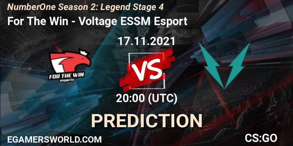For The Win - Voltage ESSM Esport: ennuste. 17.11.2021 at 20:00, Counter-Strike (CS2), NumberOne Season 2: Legend Stage 4
