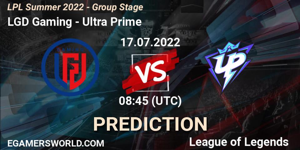 LGD Gaming - Ultra Prime: ennuste. 17.07.2022 at 09:50, LoL, LPL Summer 2022 - Group Stage