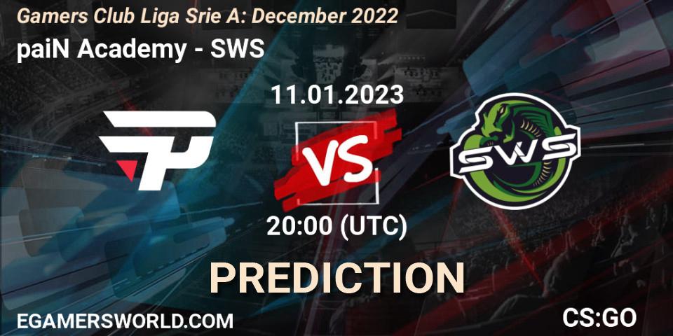 paiN Academy - SWS: ennuste. 11.01.2023 at 20:00, Counter-Strike (CS2), Gamers Club Liga Série A: December 2022