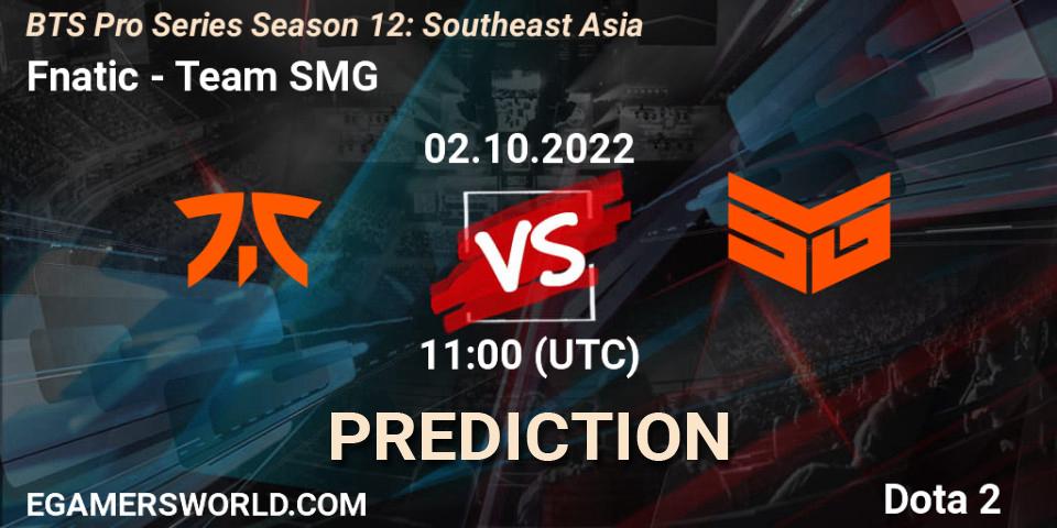 Fnatic - Team SMG: ennuste. 02.10.2022 at 11:13, Dota 2, BTS Pro Series Season 12: Southeast Asia