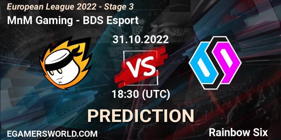 MnM Gaming - BDS Esport: ennuste. 31.10.2022 at 18:15, Rainbow Six, European League 2022 - Stage 3