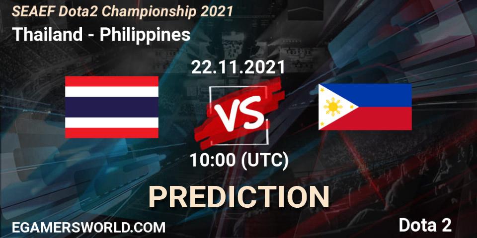 Thailand - Philippines: ennuste. 22.11.2021 at 10:39, Dota 2, SEAEF Dota2 Championship 2021