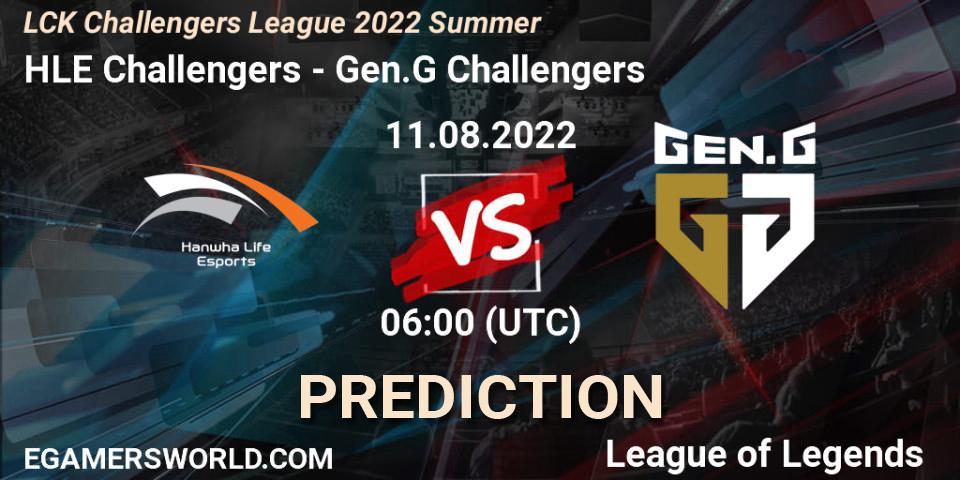 HLE Challengers - Gen.G Challengers: ennuste. 11.08.2022 at 06:00, LoL, LCK Challengers League 2022 Summer