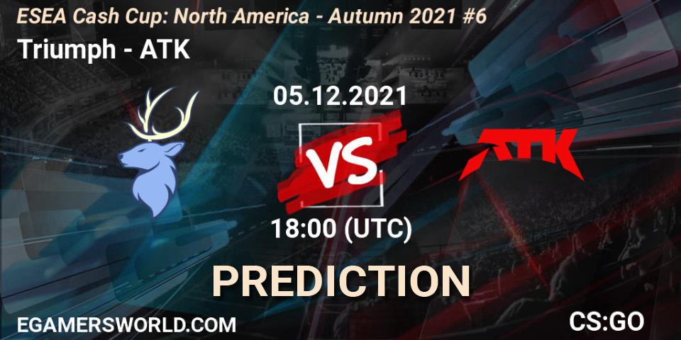 Triumph - ATK: ennuste. 05.12.2021 at 18:00, Counter-Strike (CS2), ESEA Cash Cup: North America - Autumn 2021 #6