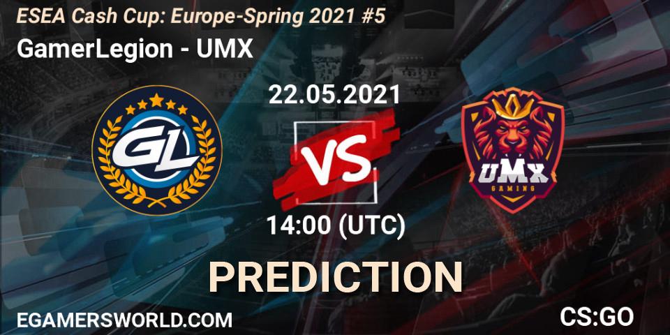 GamerLegion - UMX: ennuste. 22.05.2021 at 14:00, Counter-Strike (CS2), ESEA Cash Cup: Europe - Spring 2021 #5