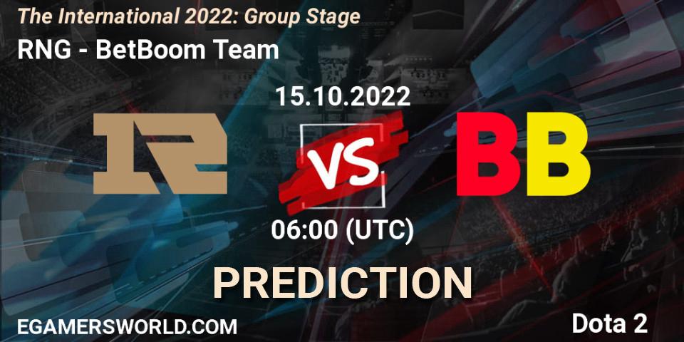 RNG - BetBoom Team: ennuste. 15.10.22, Dota 2, The International 2022: Group Stage