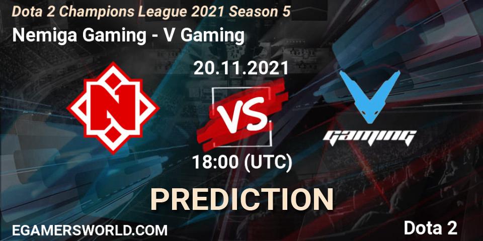 Nemiga Gaming - V Gaming: ennuste. 20.11.2021 at 18:41, Dota 2, Dota 2 Champions League 2021 Season 5