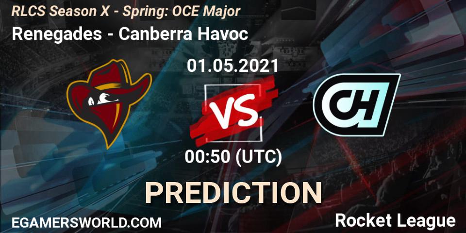 Renegades - Canberra Havoc: ennuste. 01.05.21, Rocket League, RLCS Season X - Spring: OCE Major