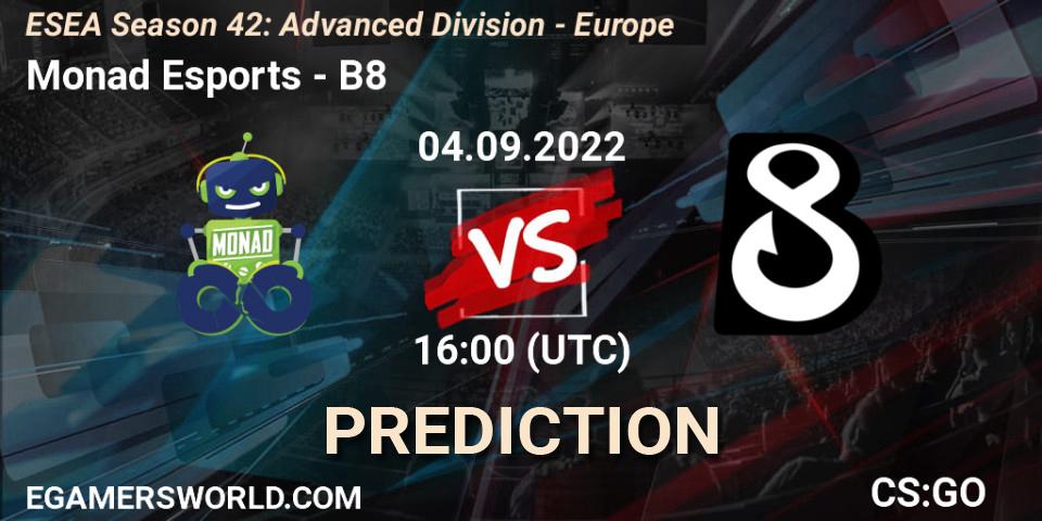Monad Esports - B8: ennuste. 05.09.2022 at 15:00, Counter-Strike (CS2), ESEA Season 42: Advanced Division - Europe