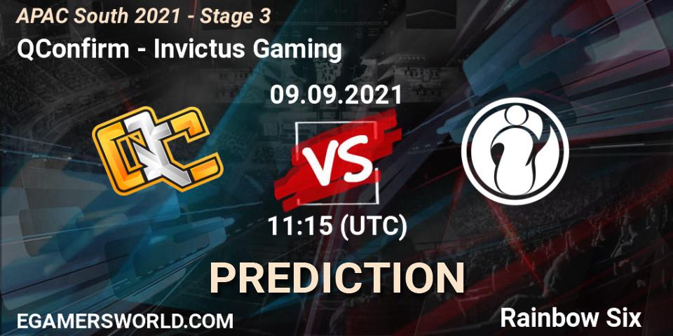 QConfirm - Invictus Gaming: ennuste. 09.09.2021 at 11:15, Rainbow Six, APAC South 2021 - Stage 3