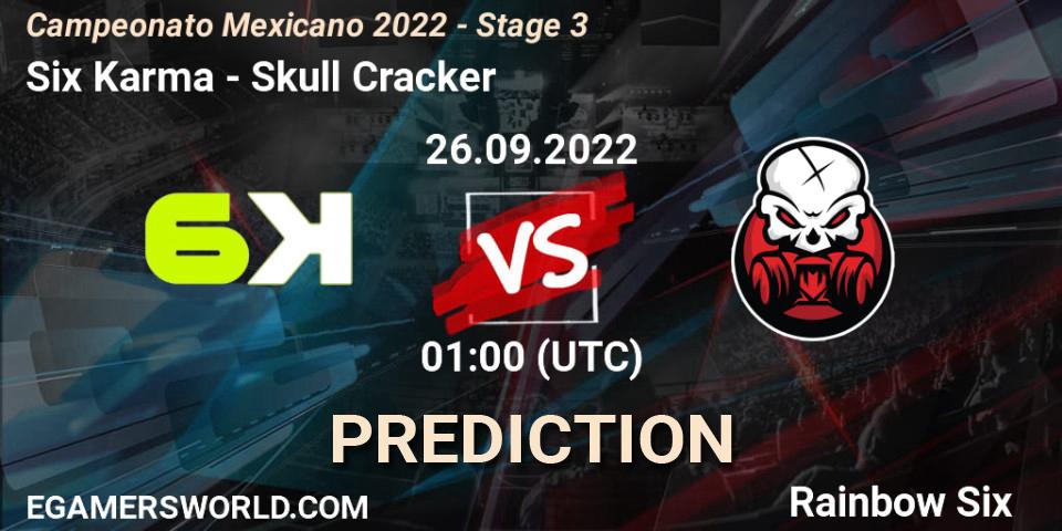 Six Karma - Skull Cracker: ennuste. 26.09.2022 at 01:00, Rainbow Six, Campeonato Mexicano 2022 - Stage 3