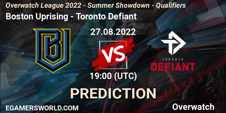 Boston Uprising - Toronto Defiant: ennuste. 27.08.2022 at 19:00, Overwatch, Overwatch League 2022 - Summer Showdown - Qualifiers