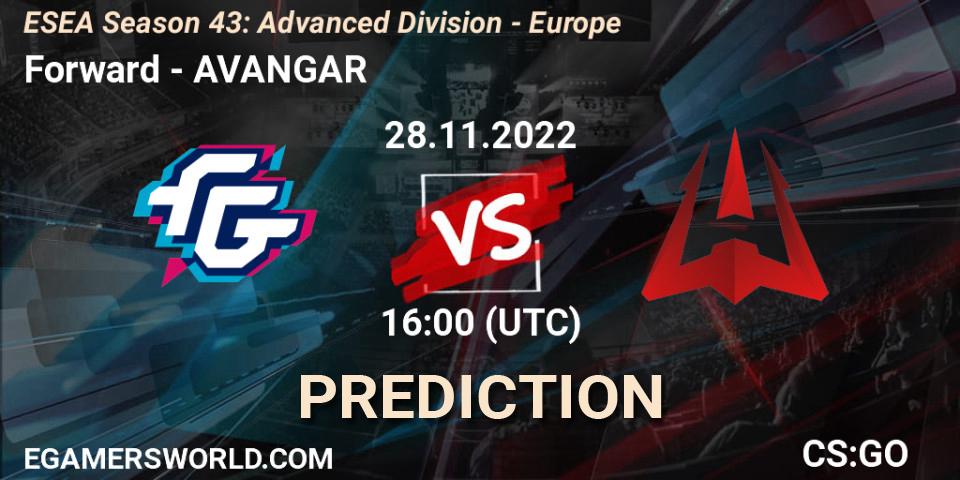 Forward - AVANGAR: ennuste. 28.11.22, CS2 (CS:GO), ESEA Season 43: Advanced Division - Europe