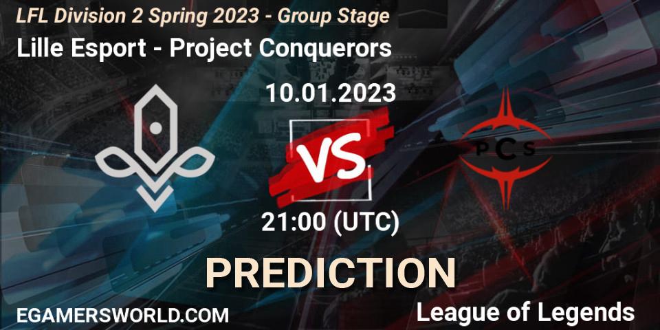 Lille Esport - Project Conquerors: ennuste. 10.01.2023 at 21:00, LoL, LFL Division 2 Spring 2023 - Group Stage