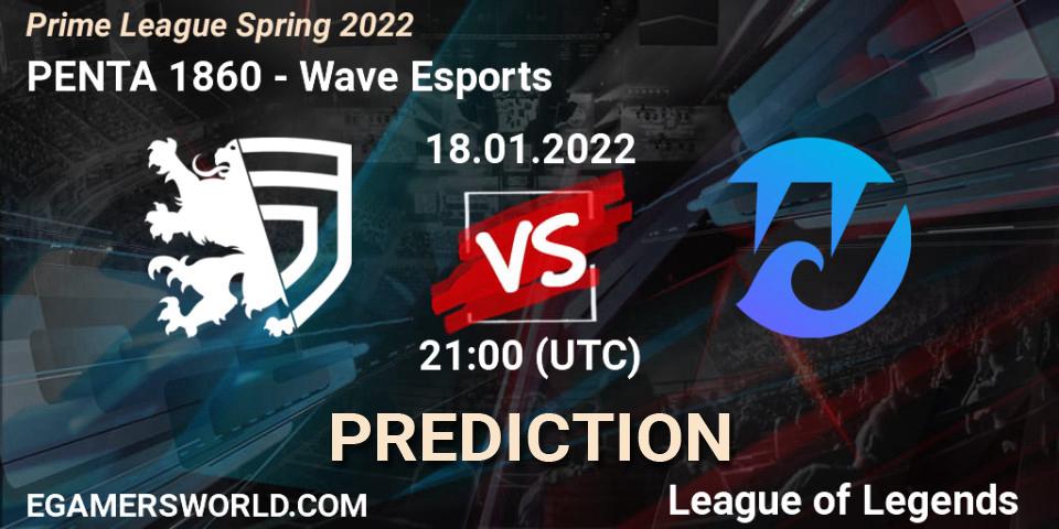 PENTA 1860 - Wave Esports: ennuste. 18.01.2022 at 21:20, LoL, Prime League Spring 2022