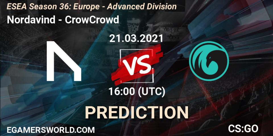 Nordavind - CrowCrowd: ennuste. 21.03.2021 at 16:00, Counter-Strike (CS2), ESEA Season 36: Europe - Advanced Division