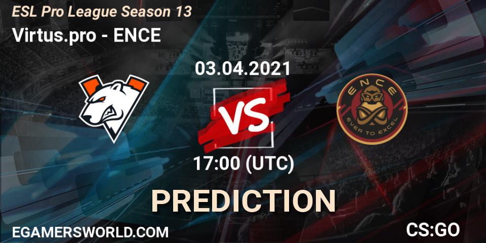 Virtus.pro - ENCE: ennuste. 03.04.2021 at 13:30, Counter-Strike (CS2), ESL Pro League Season 13