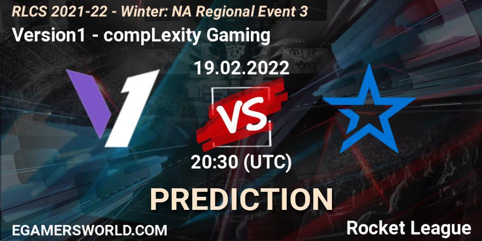 Version1 - compLexity Gaming: ennuste. 19.02.2022 at 20:30, Rocket League, RLCS 2021-22 - Winter: NA Regional Event 3