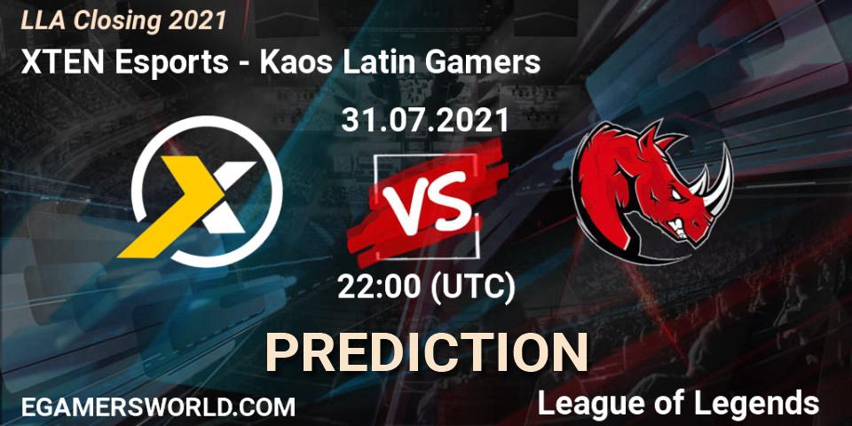 XTEN Esports - Kaos Latin Gamers: ennuste. 01.08.21, LoL, LLA Closing 2021