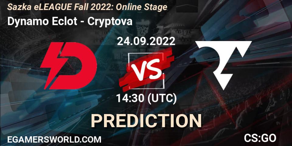 Dynamo Eclot - Cryptova: ennuste. 24.09.2022 at 14:30, Counter-Strike (CS2), Sazka eLEAGUE Fall 2022: Online Stage