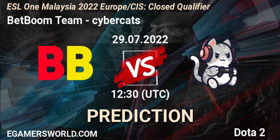 BetBoom Team - cybercats: ennuste. 29.07.2022 at 12:30, Dota 2, ESL One Malaysia 2022 Europe/CIS: Closed Qualifier