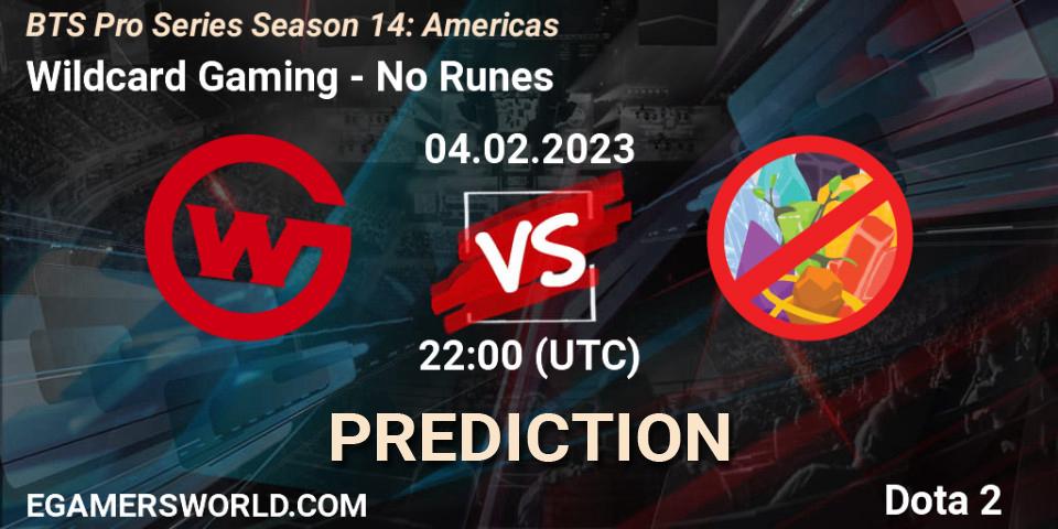 Wildcard Gaming - No Runes: ennuste. 04.02.23, Dota 2, BTS Pro Series Season 14: Americas