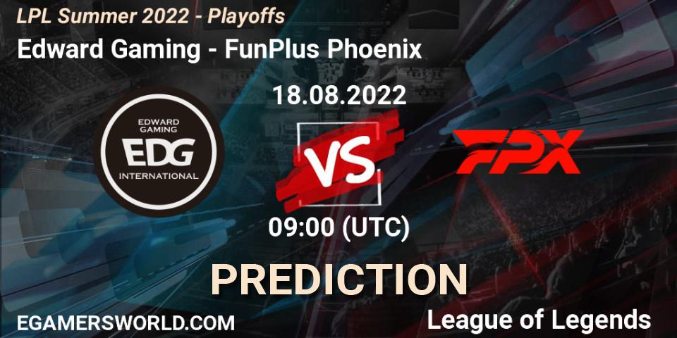 Edward Gaming - FunPlus Phoenix: ennuste. 18.08.2022 at 09:00, LoL, LPL Summer 2022 - Playoffs