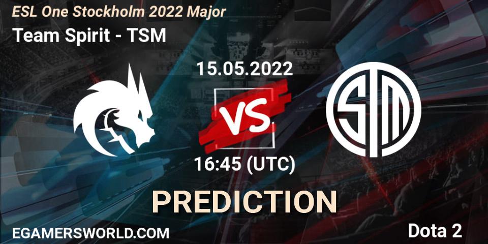 Team Spirit - TSM: ennuste. 15.05.2022 at 16:34, Dota 2, ESL One Stockholm 2022 Major