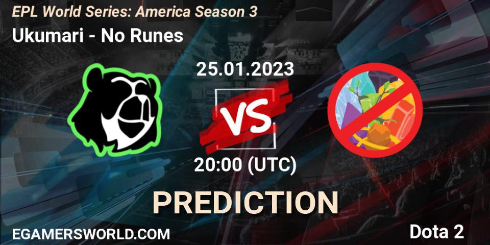 Ukumari - No Runes: ennuste. 25.01.23, Dota 2, EPL World Series: America Season 3
