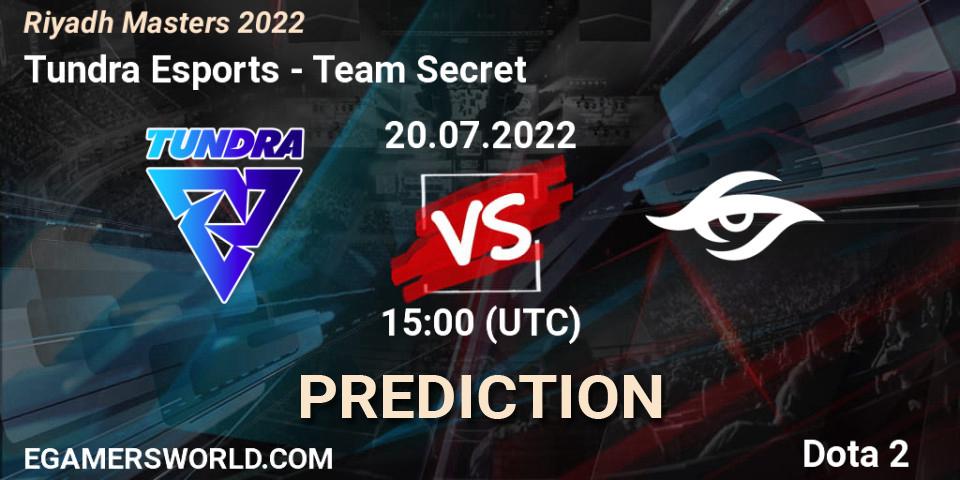 Tundra Esports - Team Secret: ennuste. 20.07.2022 at 15:32, Dota 2, Riyadh Masters 2022